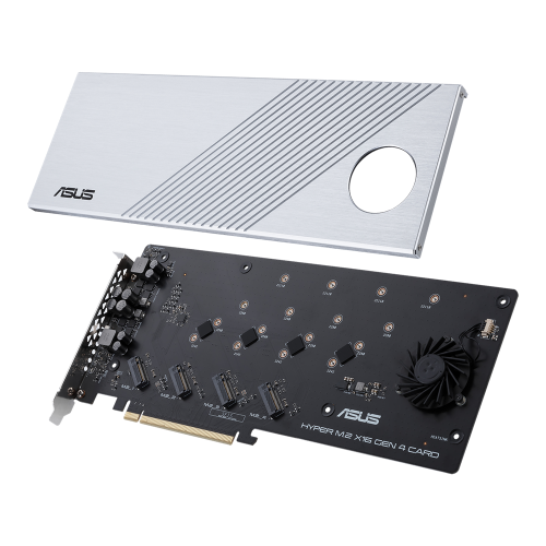Asus Hyper M.2 x16 Gen 4 Tarjeta y Adaptador de Interfaz Interno PCIe 4.0 para PC Plata 256 Gbps