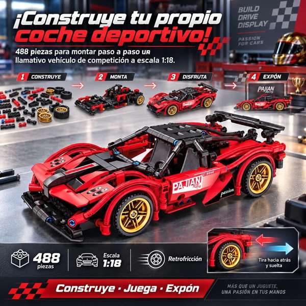 Jugatoys - jugabricks Coche Construcción retrofricción escala 1:18 Jugatoys - jugabricks Coche Construcción retrofricción escala 1:18