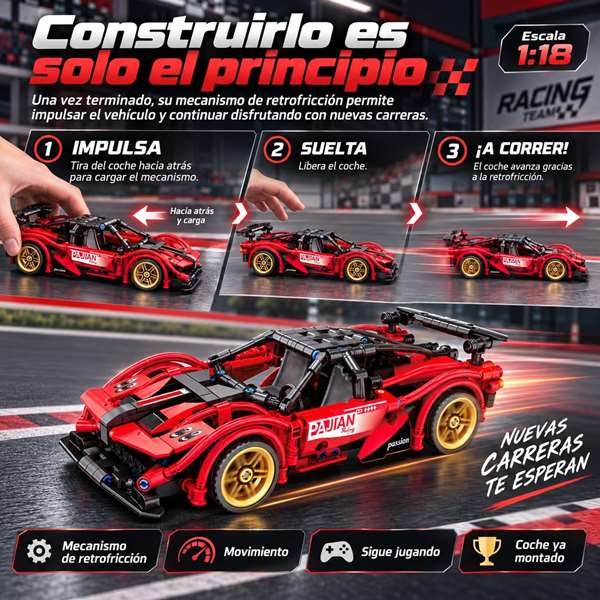 Jugatoys - jugabricks Coche Construcción retrofricción escala 1:18 Jugatoys - jugabricks Coche Construcción retrofricción escala 1:18