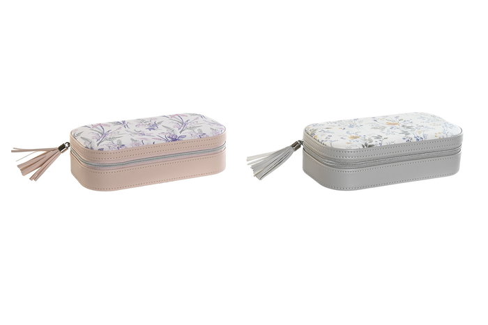 DKD Home Decor Joyero Tradicional Lila Gris 10 x 5 x 18.5 cm (2 Unidades)