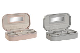 DKD Home Decor Joyero PU con Espejo Satinado - Surtido de 2 unidades