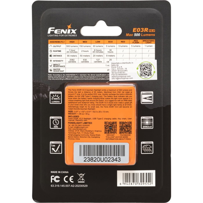 Fenix E03R V2.0 Linterna de llavero LED