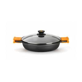 Bra America Cazuela Baja con Tapa 28 cm de Diámetro 7 cm de Alto 3.1 Litros - Aluminio Antiadherente para Cocina