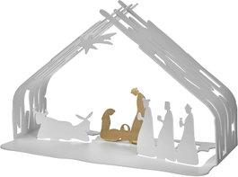 Alessi Bark CRIB Belén en Resina Blanco y Dorado BM09 W