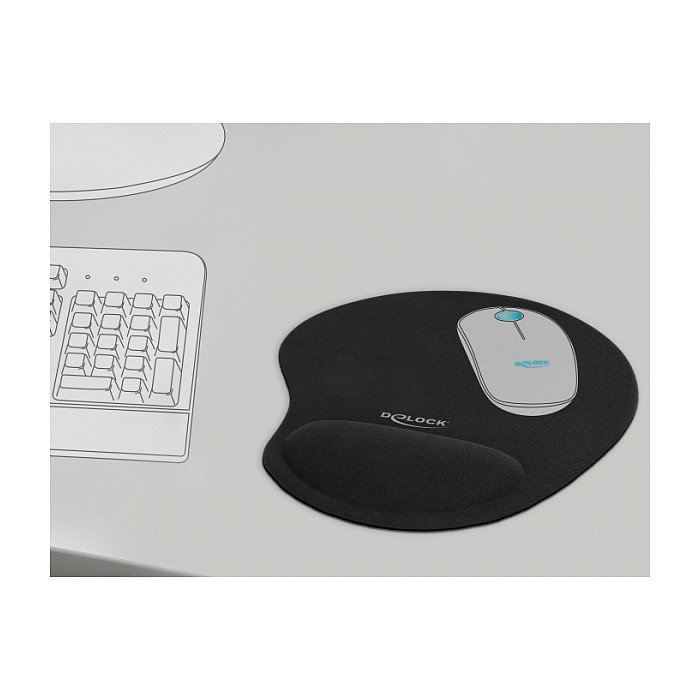 DeLOCK Alfombrilla de Ratón Ergonómica con Reposamuñecas de Gel Negro DeLOCK Alfombrilla de Ratón Ergonómica con Reposamuñecas de Gel Negro