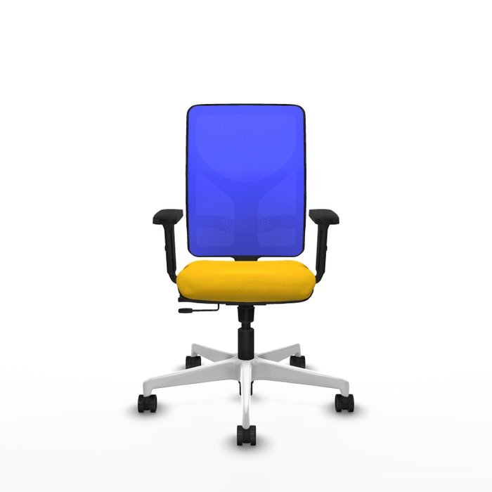 PIQUERAS Y CRESPO Silla de oficina Motilla con mecanismo Sincro/Traslack, asiento amarillo y respaldo azul PIQUERAS Y CRESPO Silla de oficina Motilla con mecanismo Sincro/Traslack, asiento amarillo y respaldo azul