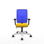 PIQUERAS Y CRESPO Silla de oficina Motilla con mecanismo Sincro/Traslack, asiento amarillo y respaldo azul