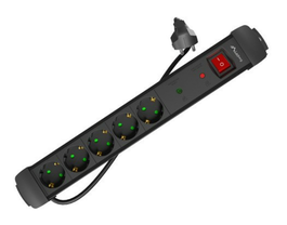 LANBERG SP1-05F-0300-BK Base Múltiple 3m 5 Salidas AC Interior Negro Supresor de Sobretensiones
