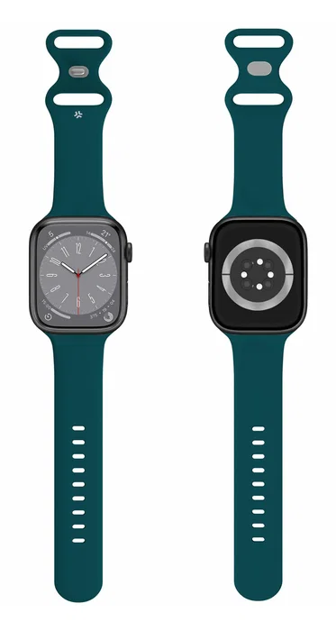 Celly Correa Silicona para Apple Watch 42 44 45 mm Verde Cierre Doble Hebilla - WBANDSIL44GN