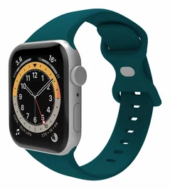 Celly Correa Silicona para Apple Watch 42 44 45 mm Verde Cierre Doble Hebilla - WBANDSIL44GN