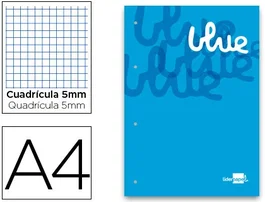 Liderpapel Bloc encolado cuadro 5 mm azul A4 natural 100 hojas