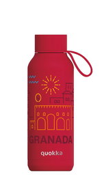 QUOKKA Botella Termo 510ml Cherry Red con Diseño Granada y Love, Personalizada - Acero Inoxidable, Aislamiento Térmico