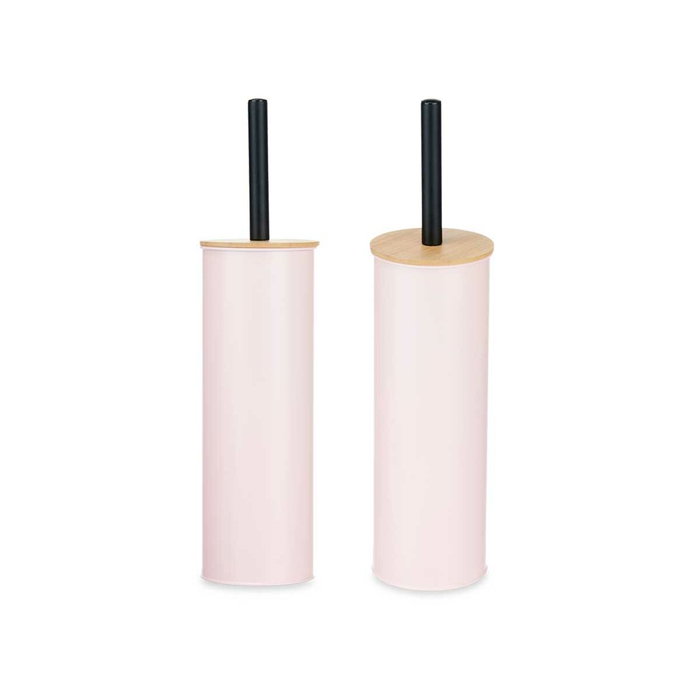 Escobilla para el Baño Berilo Rosa Metal Bambú Plástico 9,5 X 27 X 9,5 cm (6 Unidades)