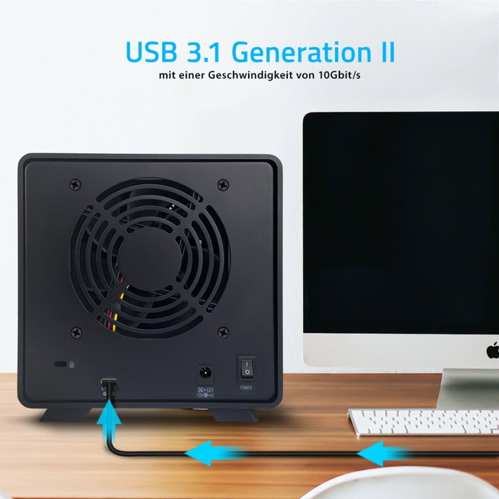 Fantec MB-X4U31 Carcasa para 4 Discos Duros de 3.5 Pulgadas USB-C 3.2 Gen. 2