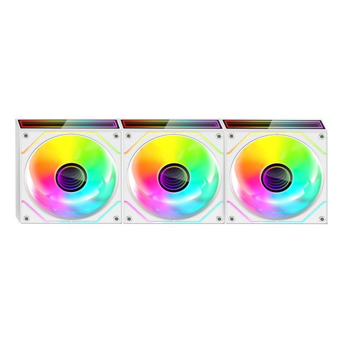Mars Gaming Kit 3 Ventiladores Auxiliar MF-3D Pro Blanco | 120mm ARGB Control Remoto 1600 RPM Mars Gaming Kit 3 Ventiladores Auxiliar MF-3D Pro Blanco | 120mm ARGB Control Remoto 1600 RPM