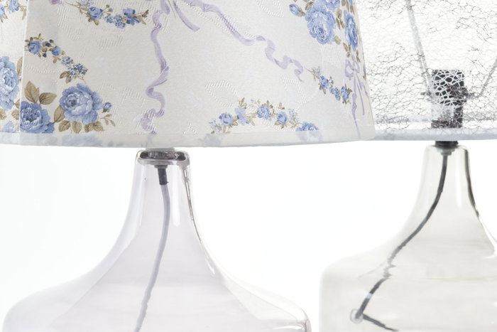 DKD Home Decor Lámpara de Sobremesa de Cristal con Flores Multicolor