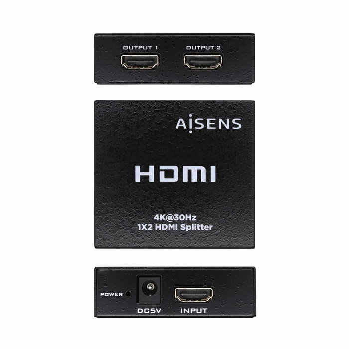 Aisens Duplicador HDMI 4K@30Hz 1x2 con Alimentación - Negro Aisens Duplicador HDMI 4K@30Hz 1x2 con Alimentación - Negro