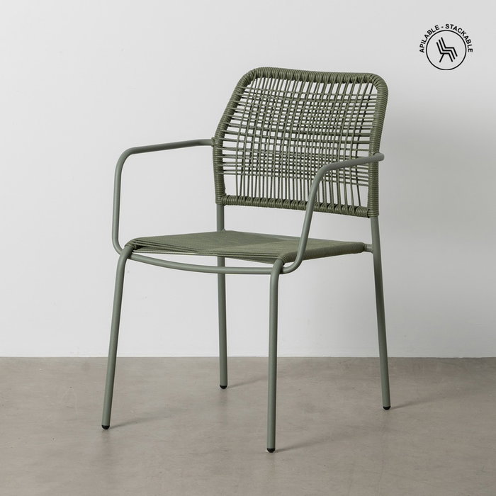 Silla Apilable Verde Acero Exterior 53 X 63 X 78 cm (Set de 2) Silla Apilable Verde Acero Exterior 53 X 63 X 78 cm (Set de 2)