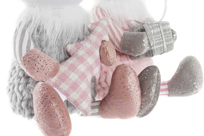 DKD Home Decor Figura Navidad Fantasia Rosa Gris Poliester 17 x 28 x 14 cm (2 Unidades)