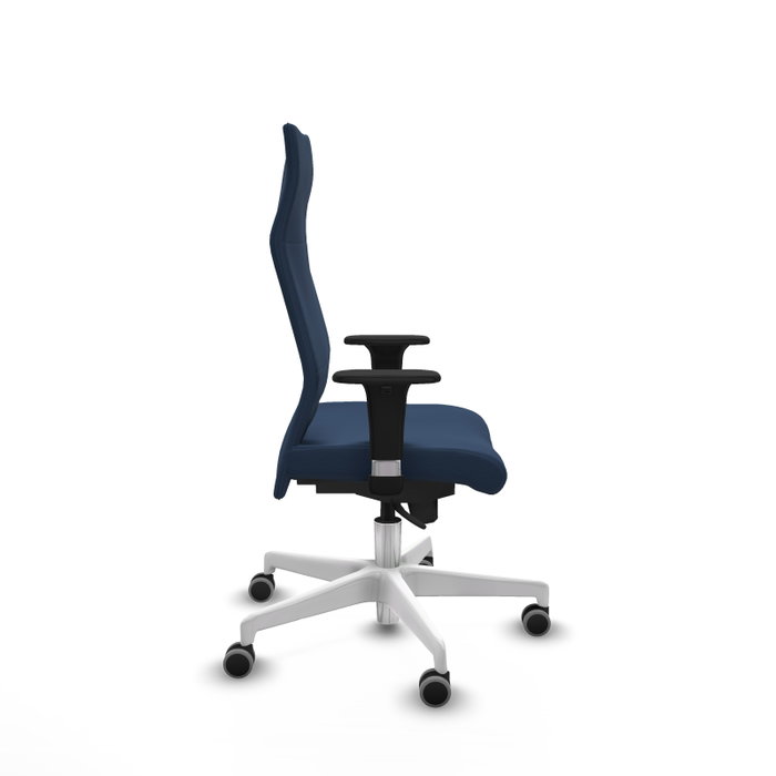 PIQUERAS Y CRESPO Sillón Albacete con Mecanismo Sincro, Similpiel Azul Marino y Base Blanca