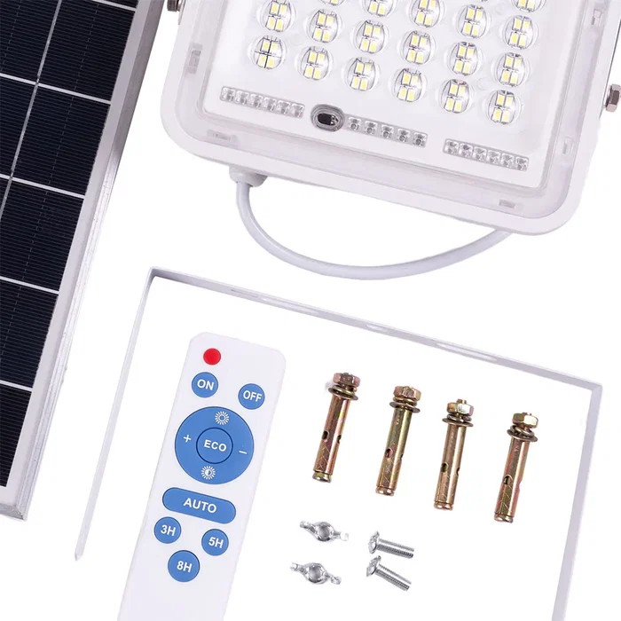 Proyector LED Solar 30W 6500K Panel 6V/6W Batería 3,2V/3000MaH Control Remoto [HO-SOLARFL-30W-02]