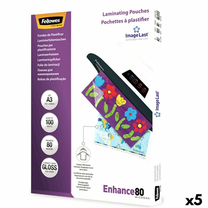 Fellowes Fundas de Plastificar A3 80 Micras Brillo Pack de 100