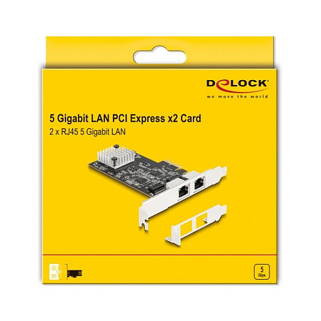 DeLOCK Tarjeta de Red PCI Express x2 RTL8126 5 Gigabit LAN, 2 Puertos RJ45, 5000 Mbit/s, PCIe 3.0, para PC/Server DeLOCK Tarjeta de Red PCI Express x2 RTL8126 5 Gigabit LAN, 2 Puertos RJ45, 5000 Mbit/s, PCIe 3.0, para PC/Server
