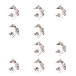 Emuca Lote de 10 bisagras codo X91 apertura 165 grados con cierre suave y suplementos Euro, Altura 0, Acero, Niquelado