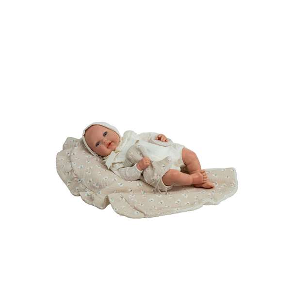 Muñecas Arias - Muñeca Reborn Camila 45cm, beige con manta y doudou, juguete de colección para edades 3 a 99 años