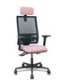 Silla de oficina Bormate con mecanismo Asincro tapizada con Tela color Rosa y malla color Negro. Equipada con lumbar 1D, Brazos 2D, Cabecero 2D y Ruedas 65mm nailon