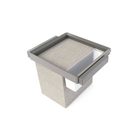 Emuca Kit de bandeja auxiliar, cesto y bastidor regulable Quartz para armarios, guías de cierre suave y extracción total, Módulo 60cm, Acabado Titanio