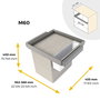 Emuca Kit de bandeja auxiliar, cesto y bastidor regulable Quartz para armarios, guías de cierre suave y extracción total, Módulo 60cm, Acabado Titanio