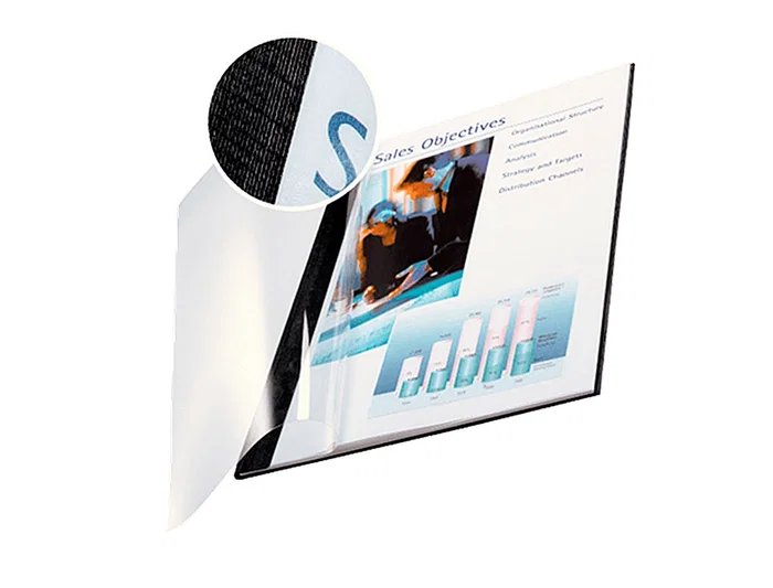 Leitz 35541 Tapa de Encuadernación Channel Flexible Negra Capacidad 10-35 Hojas Plástico DIN A4