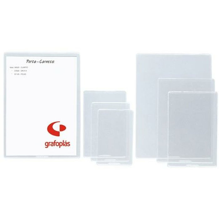 GRAFOPLAS Funda Portacarnet PVC 200µ con Rebaje 60x95mm, Paquete de 25