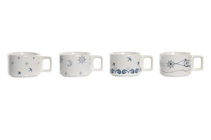 DKD Home Decor Set de 4 Cafe Atlantico Azul Blanco 11 x 27 x 11 cm Dolomite DKD Home Decor Set de 4 Cafe Atlantico Azul Blanco 11 x 27 x 11 cm Dolomite