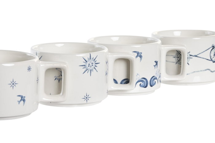 DKD Home Decor Set de 4 Cafe Atlantico Azul Blanco 11 x 27 x 11 cm Dolomite DKD Home Decor Set de 4 Cafe Atlantico Azul Blanco 11 x 27 x 11 cm Dolomite