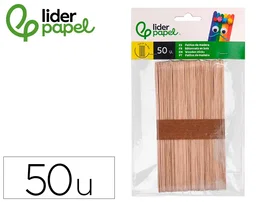 Liderpapel Palillo de madera color natural 15 x 1,8 cm, bolsa de 50 unidades
