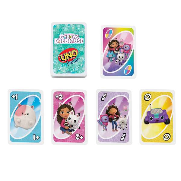 Mattel UNO Junior Gabby Dollhouse Juego de Cartas para Niños a Partir de 3 Años