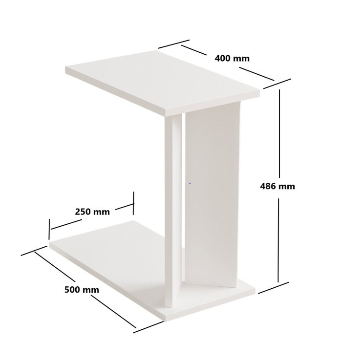 Hanah Home Mesa Auxiliar White 25x48.6x50 cm Tablero Partículas Melamina Blanco