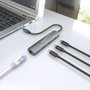 AISENS Dock USB-C a Ethernet Gigabit + Hub 3xUSB-C, Gris, 15cm