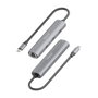 AISENS Dock USB-C a Ethernet Gigabit + Hub 3xUSB-C, Gris, 15cm