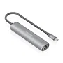 Aisens Dock USB-C a Ethernet Gigabit + Hub 3xUSB-C, Gris