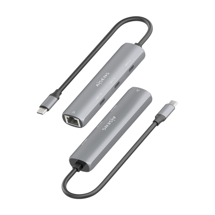 AISENS RTL8153B Dock USB-C a Ethernet Gigabit y Hub 3xUSB-C Gris 15cm AISENS RTL8153B Dock USB-C a Ethernet Gigabit y Hub 3xUSB-C Gris 15cm
