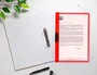 Liderpapel Carpeta Dossier con Pinza Lateral Rojo Translúcido DIN A4