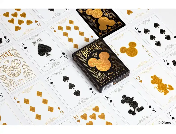Fournier Baraja de Cartas Bicycle Disney Black and Gold Mickey, Lujo y Estilo con Estampado Dorado