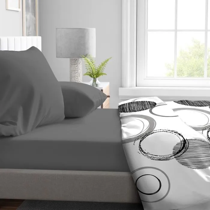 Home Linge Passion Sábana Bajera Ajustable HP71774 Microfibra Gris Antracita 180 x 200 cm