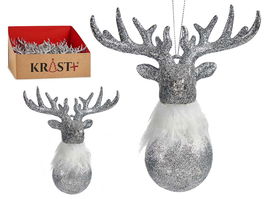 Krist+ Adorno Árbol Navidad Reno Plateado 13.5 x 15.5 x 7 cm (Set de 48)