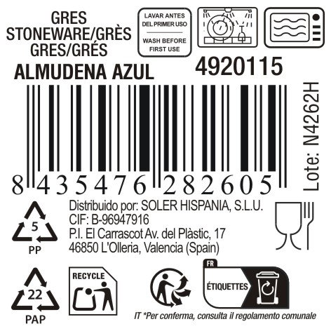 La Mediterranea Bandeja Oval 25 x 12 cm Azul "Almudena" Md (24 Unidades)