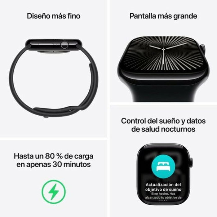 Apple Watch Series 10 GPS + Cellular 42mm Aluminio Plateado con Correa Deportiva Azul Denim