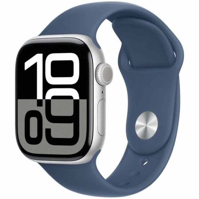 Apple Watch Series 10 GPS + Cellular 42mm Aluminio Plateado con Correa Deportiva Azul Denim